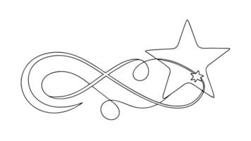 Infinity Star Design Continuous Line Art, Abstract Star, Symbol, Elegant, Minimalist, Modern, Swirl, vector