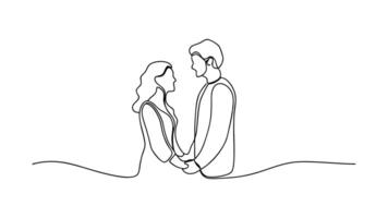 One Line Drawing Couple Romantic Love Art Minimalist Design Illustration vector