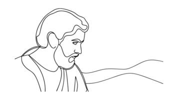 Single Line Drawing Bearded Man, Profile, Minimalist Art, Abstract, Elegant, Modern, Contemplative, vector