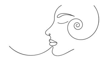 Abstract OneLine Drawing Womans Face, Minimalist, Elegant, Modern Art vector