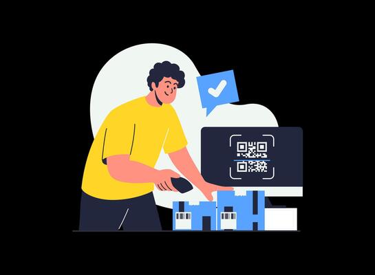 Illustration of an Barcode Scanner Product Cartoon Character