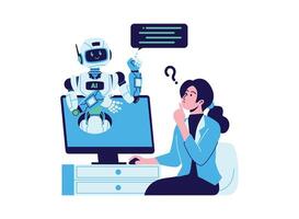 Illustration of an Ask Bot Artificial Intelligence vector