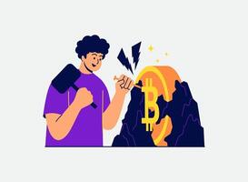Illustration of an Bitcoin Cryptocurrency Mining vector