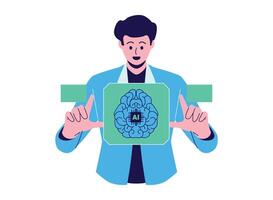 Illustration of an Virtual Reality Artificial Intelligence vector