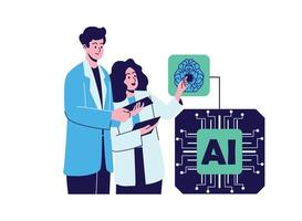 Illustration of an Scientist Artificial Intelligence vector