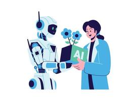 Illustration of an Collaboration Artificial Intelligence vector
