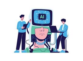 Illustration of an Robot Head Artificial Intelligence vector