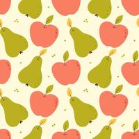 Seamless fruit pattern with apples and pears vector