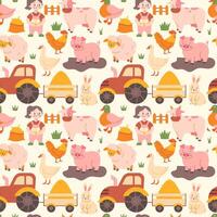 Seamless pattern with animals on a farm vector