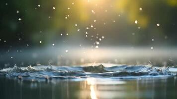 Captivating Slow Motion, Water Drop Impact Creating Ripples and Splashes video