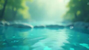 Tranquil Turquoise River Flowing Through a Lush Green Forest Setting Relaxation video