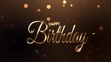 happy birthday animation text with gold color firework and smooth particle effect and elegant design. perfect for birthday celebration greeting with luxury concept design or etc video