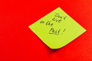 Thought-provoking note encouraging mindfulness on a bright background photo