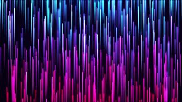 Abstract digital background with glowing neon blue and pink particles flying upward. movement of a stream of glowing bright lines of particles. Seamless loop abstract background video