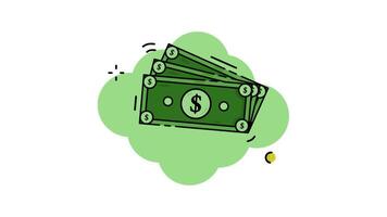 paper money icon line color animation 2D for investment concept , simple financial or banking symbol animated footage motion graphic illustration video
