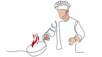 animation of moving lines forming a chef who is continuously standing to cook video