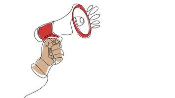 Megaphone Animation with Moving Lines. Loudspeaker for Announcement video