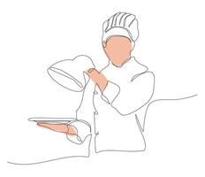 animated moving line pattern chef standing serving food video