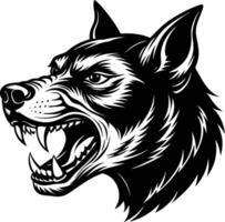A wolf head with its mouth open and its teeth vector