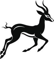A black and white image of a running deer vector
