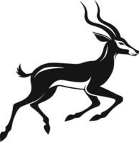 A black and white image of a running deer vector