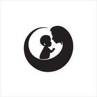 A mother and child silhouette in a circle vector