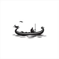 A man in a boat with a bird on the back vector