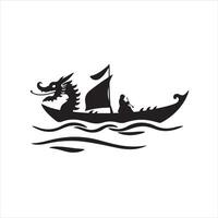 A dragon boat with a sail on it vector
