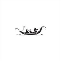 A dragon boat with two people on it vector