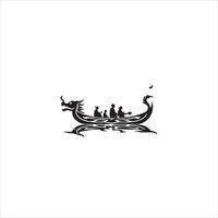 A black and white logo of a boat with people on it vector