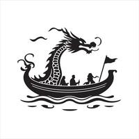 A dragon boat with people on it vector