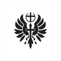 The cross and eagle symbol is black and white vector