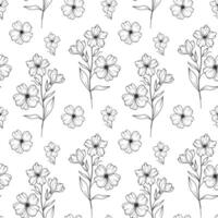 Floral seamless background line art. Primrose seamless pattern. Floral background with Primrose. February birth month flower line art. Botanical Background for wrapping paper, textile vector