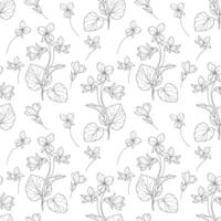 Floral background line art. Violets seamless pattern. Floral background with Violets. February birth month flower line art. Botanical Background for wrapping paper, textile vector