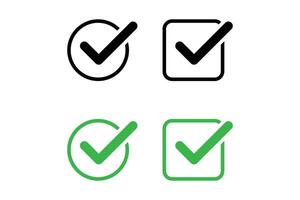 tick check mark icons in circle and box vector