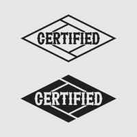 Certified rubber stamp set with certified text in frame or round Rectangular border Certification or seal icon logo design illustration and idea vector