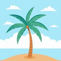 Palms trees with cloud colorful with sand vector