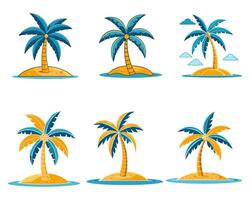 Set of palms trees with cloud colorful background design vector