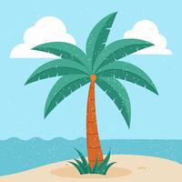Palms trees with cloud colorful and grass vector