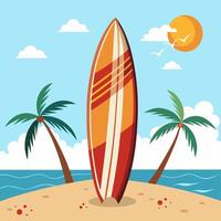 Surfboard background design with trees vector