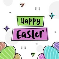 Happy Easter greeting background in geometry Memphis style vector