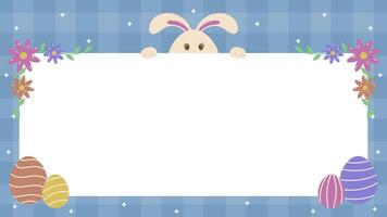 Easter background with copy space for text. Easter template horizontal background with flower and colorful eggs vector