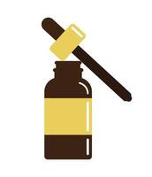 Flat cartoon open oil essence bottle isolated on white background vector