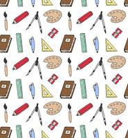 Seamless pattern of hand drawn sketch school office chancellery on white background vector