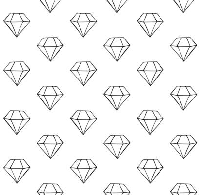 Seamless pattern of hand drawn doodle diamond isolated on white background