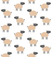 Seamless pattern of hand drawn doodle sketch running sheep isolated on white background vector