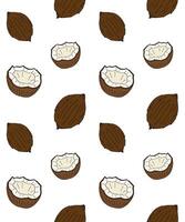 Seamless pattern of doodle sketch coconut isolated vector