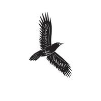 Hand drawn doodle sketch flying raven vector