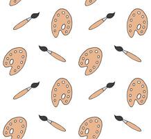 Seamless pattern of hand drawn doodle sketch brush and palette vector