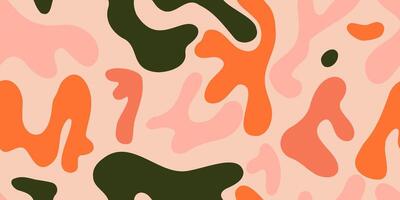 Seamless abstract pattern featuring colorful organic shapes in orange, pink, and green hues, modern and artistic design, for backgrounds, textiles, and various creative projects vector